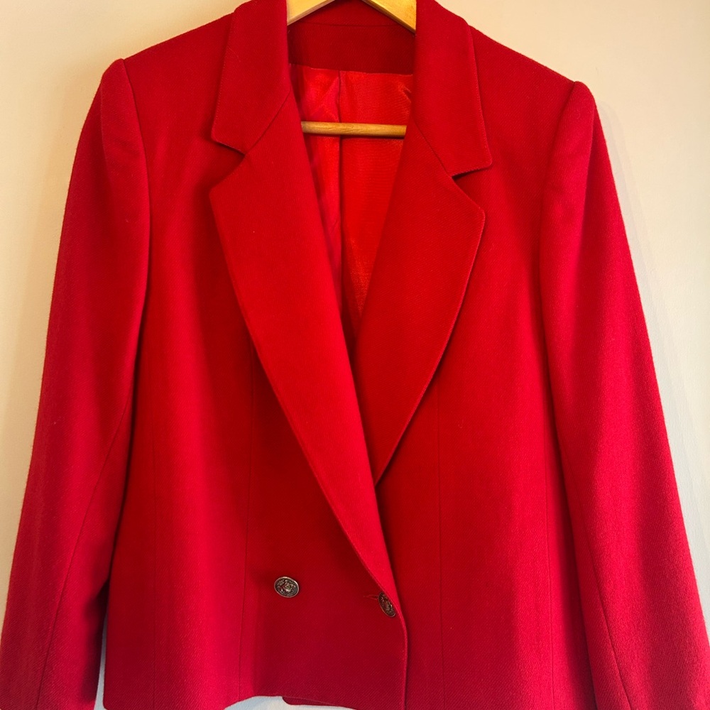 Vintage Elegant Red Women's Blazer wool 100%